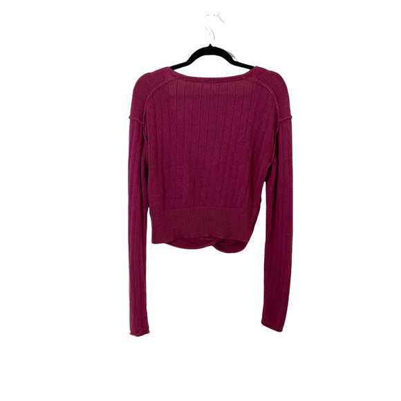 FREE PEOPLE Got Me Twisted V-neck Sweater Wine - Picture 3 of 6